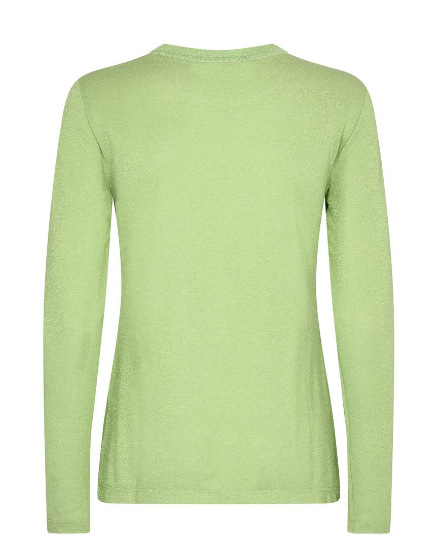 Shop Asio O-Neck Long Sleeve Lurex Tee | Arcadia Green - Mos Mosh