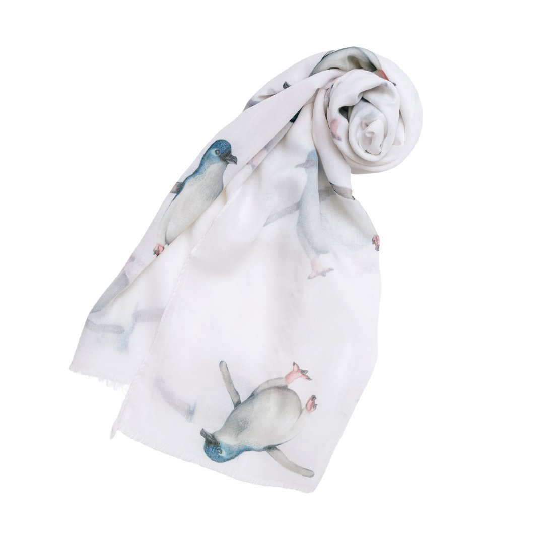 Shop Australiana Penguine Cotton Scarf in White - Taylor Hill Scarves
