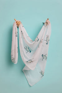 Shop Australiana Penguine Cotton Scarf in White - Taylor Hill Scarves