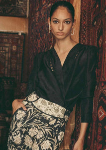 Shop Bedouin Silk/Linen Blouse | Black - ONCEWAS