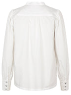 Shop Broderie Angalise Button Through Blouse in White Organic Cotton - Rosemunde Back