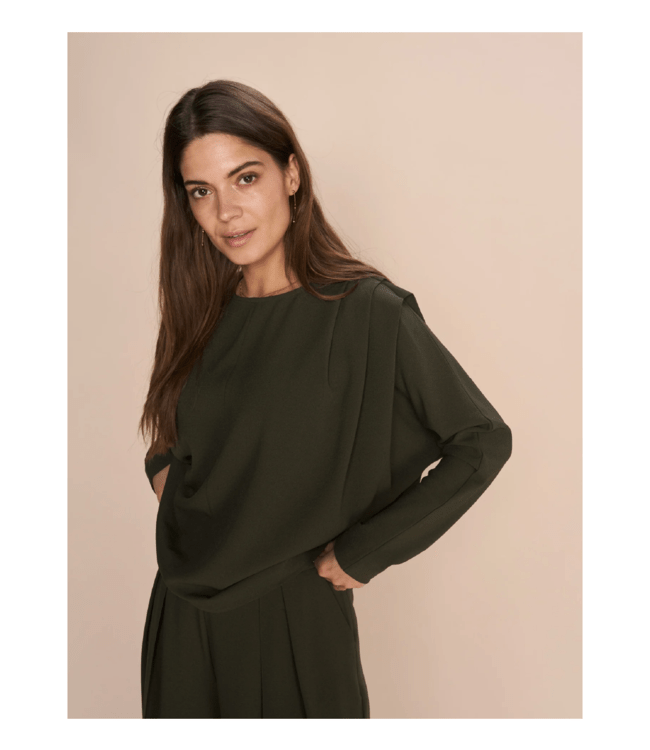 Shop Calla Moss Blouse | Forest Night Green - Mos Mosh
