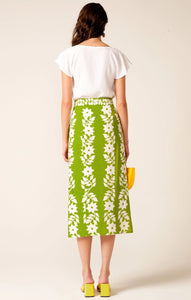 Shop Capricorn Skirt in Chartreuse Ivory Folk Print by Sacha Drake - Sacha Drake
