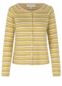 Shop Cashmere Multi Stripe Cardigan | Rose - Rosemunde