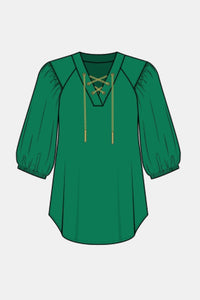 Shop Chain Detail Puff Sleeve Top Style 233203 | Kelly Green - JOSEPH RIBKOFF
