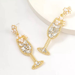 Shop Champagne Petillant White Crystal Earrings - Plum Petal