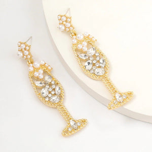 Shop Champagne Petillant White Crystal Earrings - Plum Petal