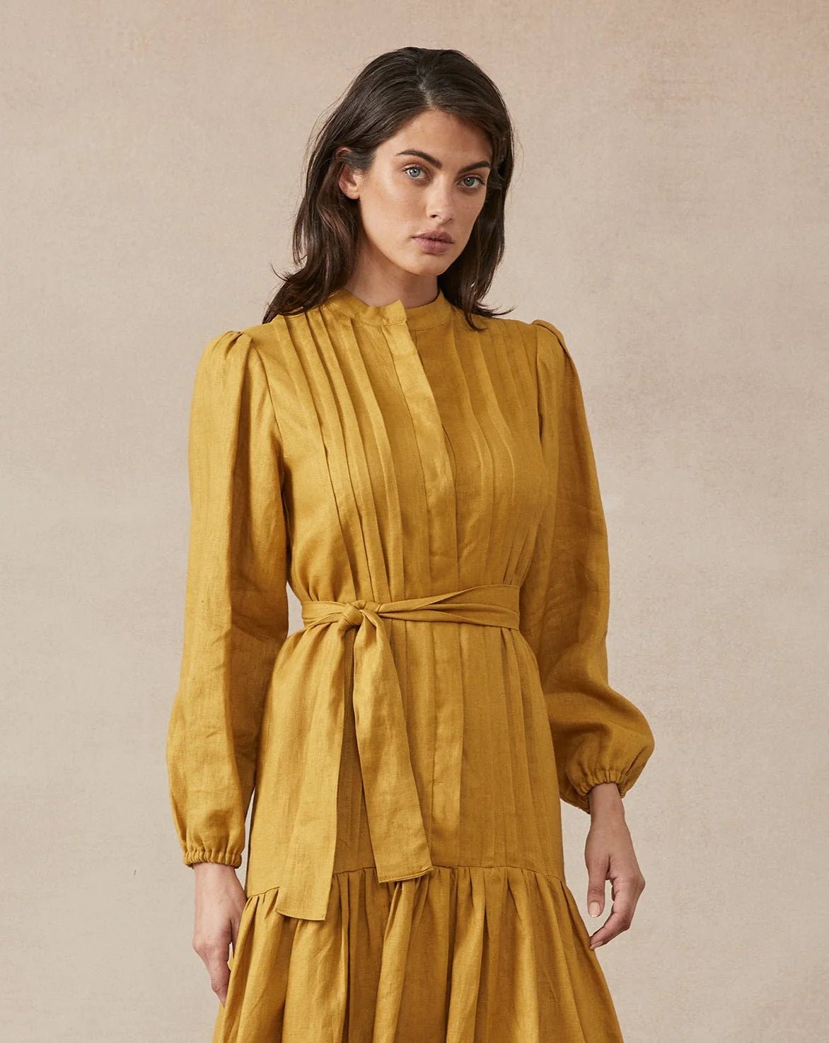 Shop Claudia Dress | Mustard - Maggie The Label