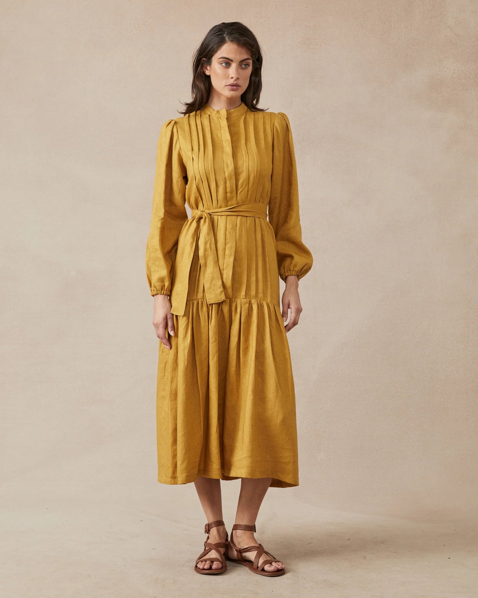 Shop Claudia Dress | Mustard - Maggie The Label