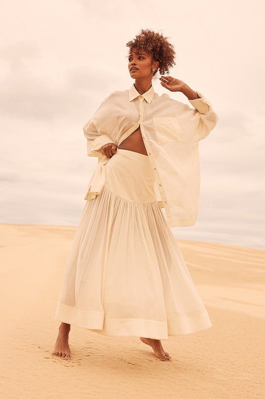 Shop Cloud Yoke Cotton Midi Skirt | Cream - Bohemian Traders