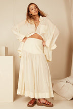 Shop Cloud Yoke Cotton Midi Skirt | Cream - Bohemian Traders