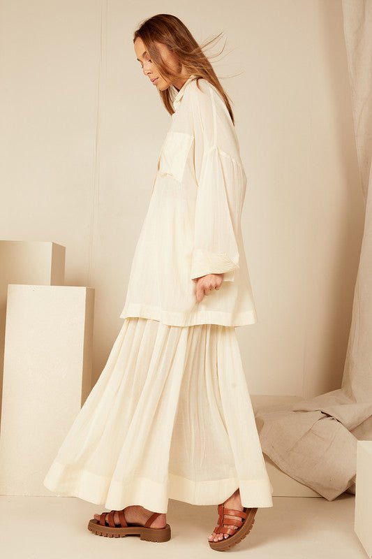 Shop Cloud Yoke Cotton Midi Skirt | Cream - Bohemian Traders