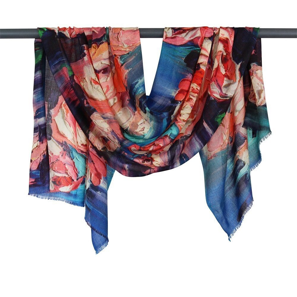 Shop Colette Painterly Flower Wool Scarf in Pinks - D-Lux