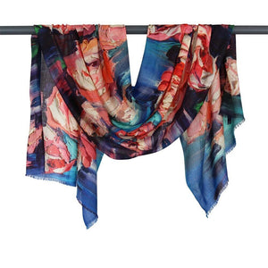 Shop Colette Painterly Flower Wool Scarf in Pinks - D-Lux