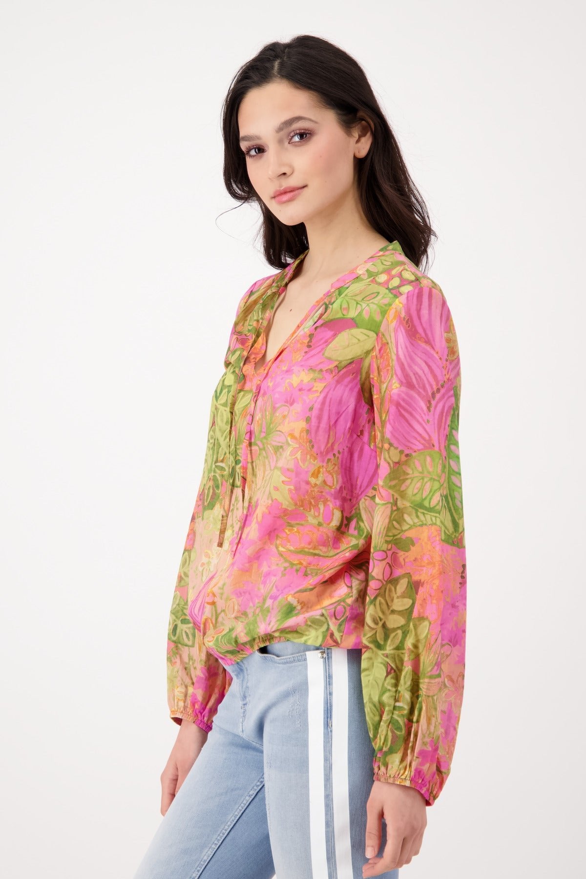 Shop Colour Splash Paisley Floral Print Top | Hibiscus - Monari