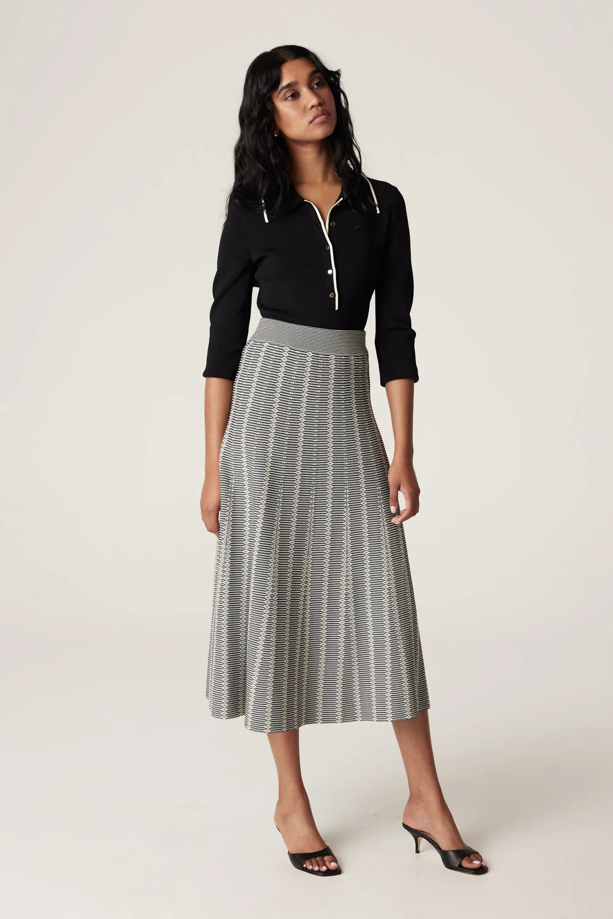 Shop Crepe Polo Top | Black - Cable Melbourne