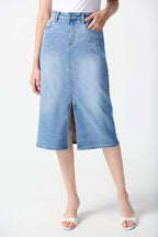 Shop Denim A-Line Skirt Style 242919 | Light Blue - Joseph Ribkoff