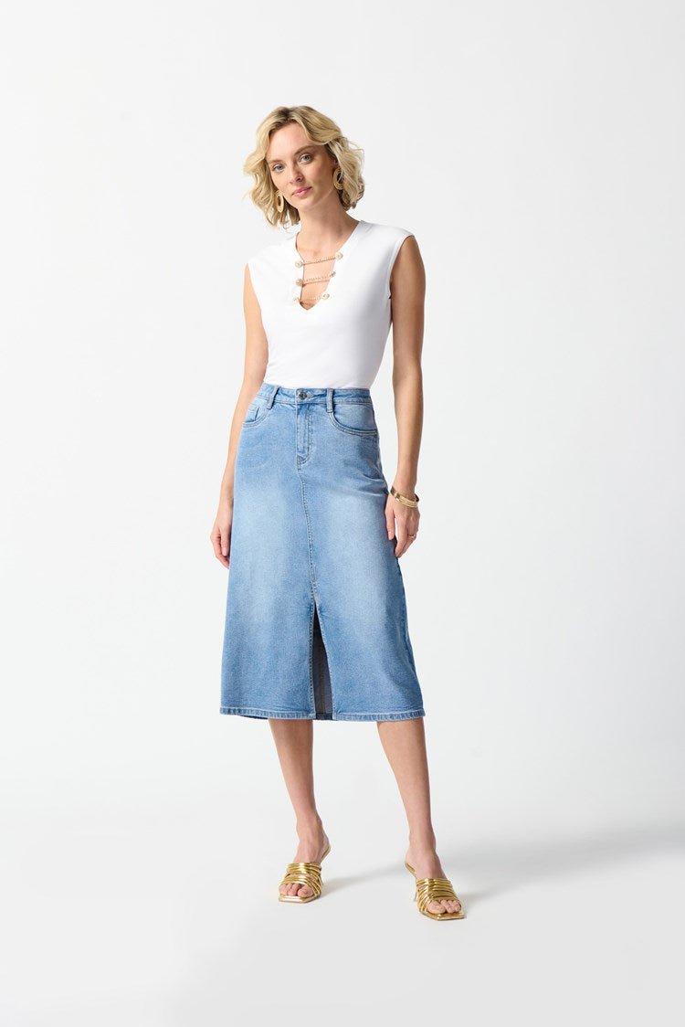 Shop Denim A-Line Skirt Style 242919 | Light Blue - Joseph Ribkoff