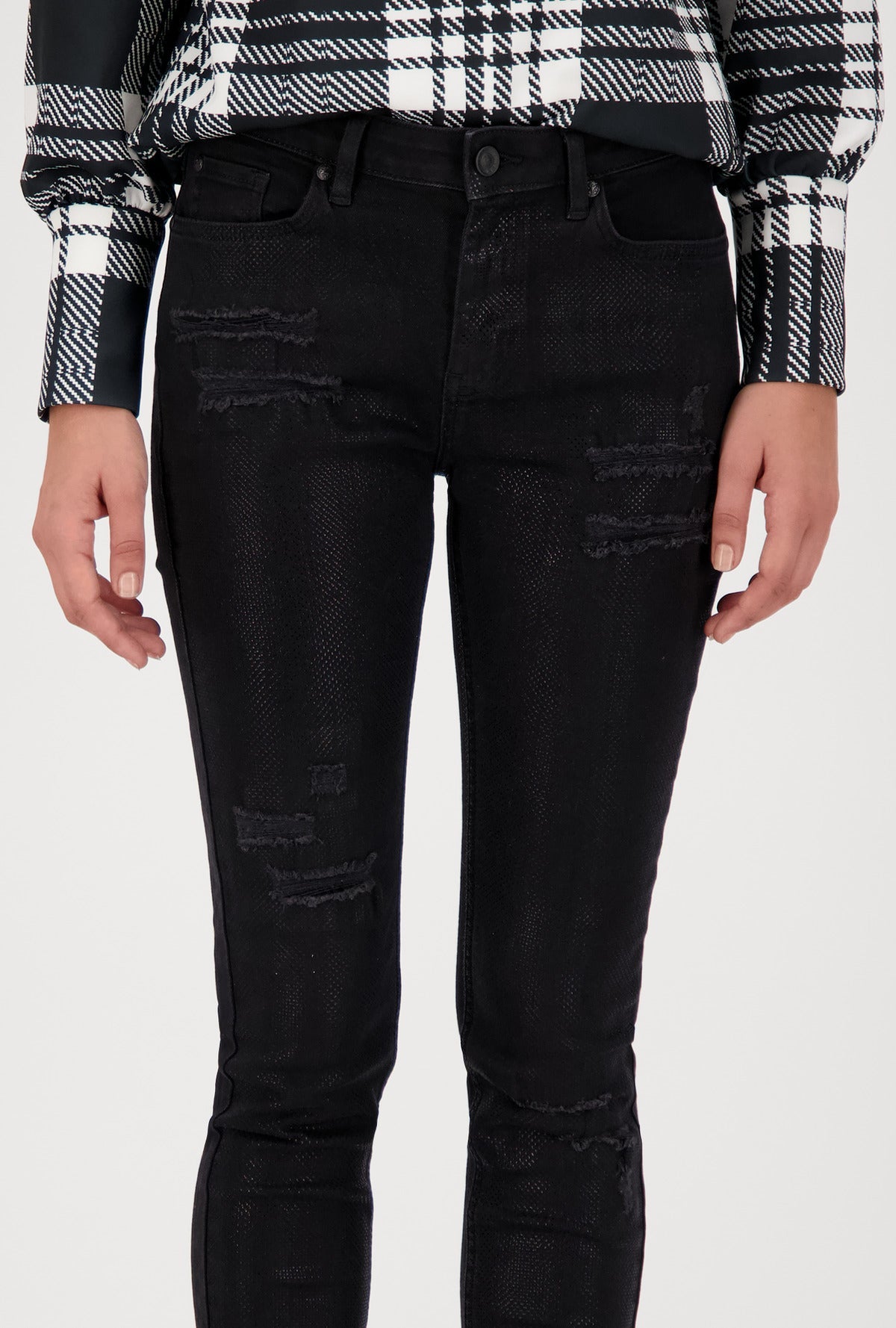 Shop Distressed Coated Jeans | Black - Monari