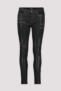Shop Distressed Coated Jeans | Black - Monari