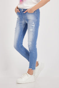 Shop Distressed Slim Leg Jeans with Embelishments - Monari