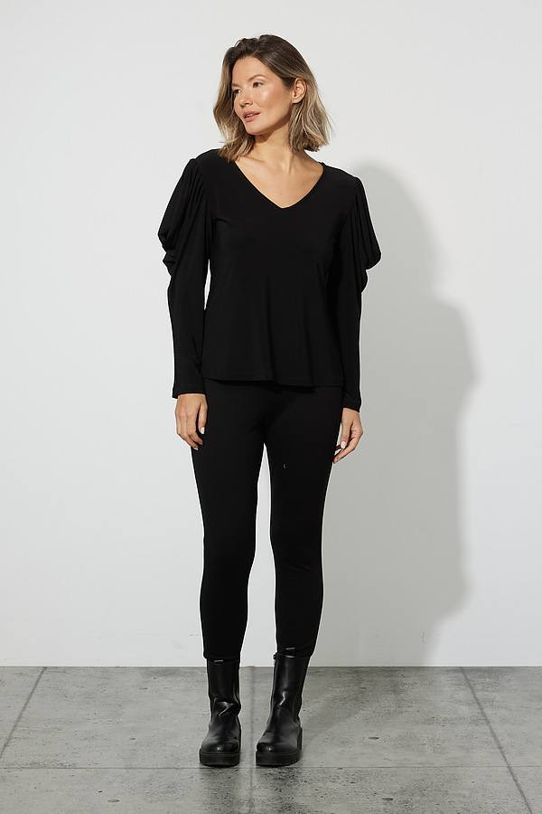 Shop Draped Shoulder Top Style 223125 | Black - JOSEPH RIBKOFF