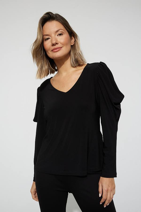 Shop Draped Shoulder Top Style 223125 | Black - JOSEPH RIBKOFF