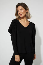 Shop Draped Shoulder Top Style 223125 | Black - JOSEPH RIBKOFF