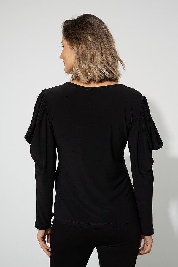 Shop Draped Shoulder Top Style 223125 | Black - JOSEPH RIBKOFF