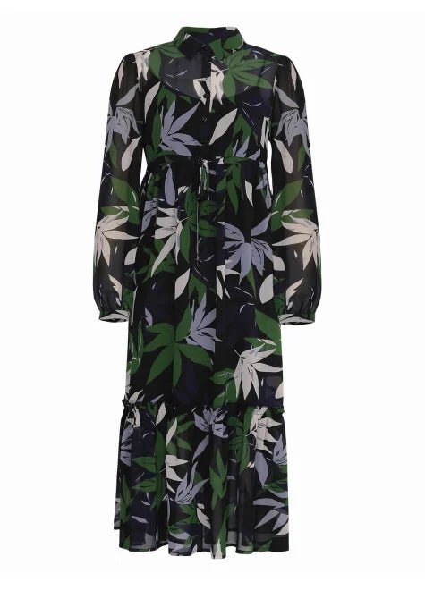 Shop Dress in Black Fall Leaf Print by Rosemunde - Rosemunde