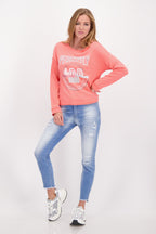 Shop Embellished Emblem Sweater | Grapefruit - Monari