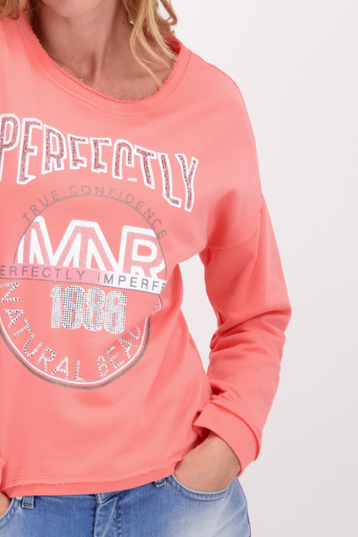 Shop Embellished Emblem Sweater | Grapefruit - Monari