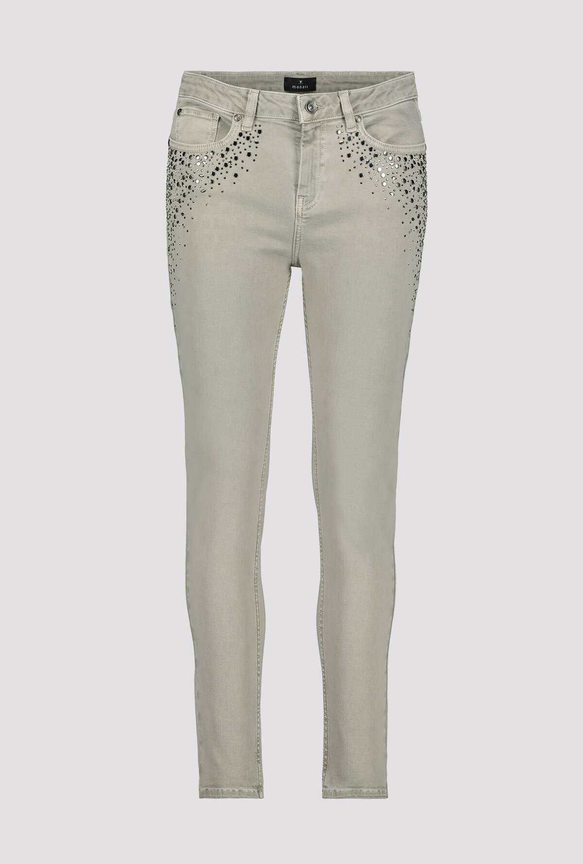 Shop Embellished Rhinestone Jeans | Frosty Green - Monari