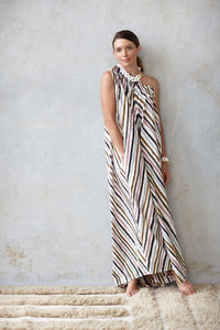 Shop Erica One Shoulder Maxi Dress | Cirque Stripe Print - Natasha The Label