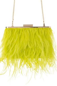 Shop Estelle Feather Clutch Bag | Chartreuse - Olga Berg