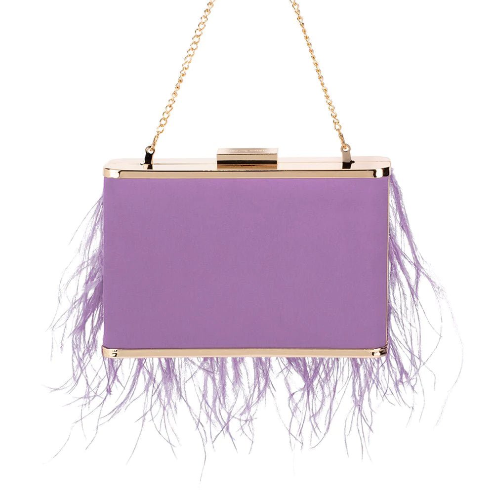 Shop Estelle Feather Clutch Bag | Lilac - Olga Berg