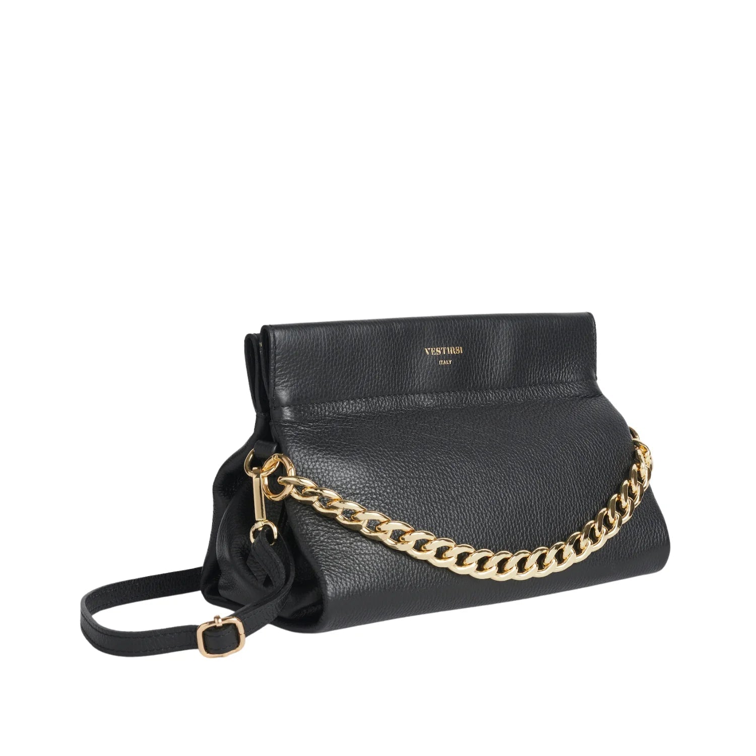 Shop Esther Black Chain Leather Handbag | Black - Vestirsi