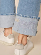 Shop Everly Turn Up Jeans | Light Blue - Mos Mosh