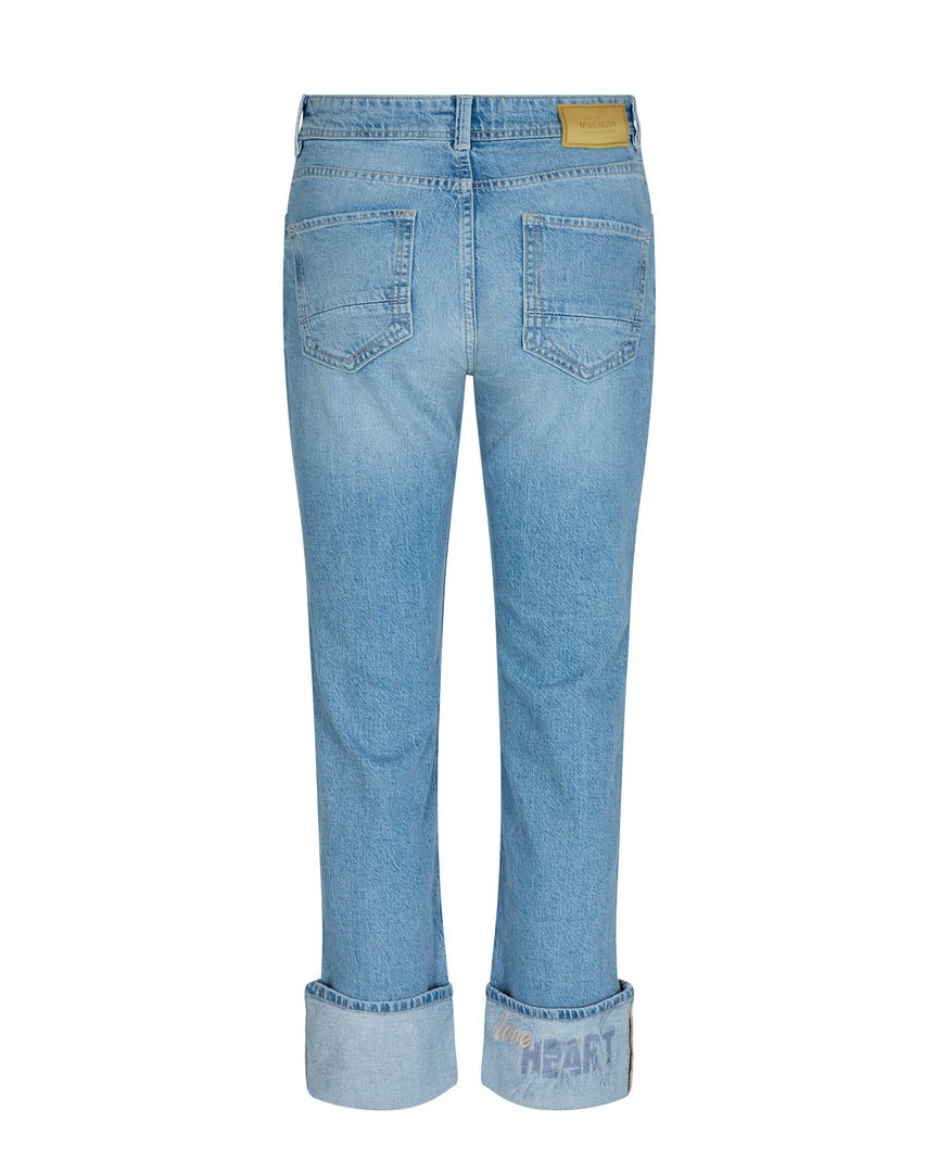 Shop Everly Turn Up Jeans | Light Blue - Mos Mosh