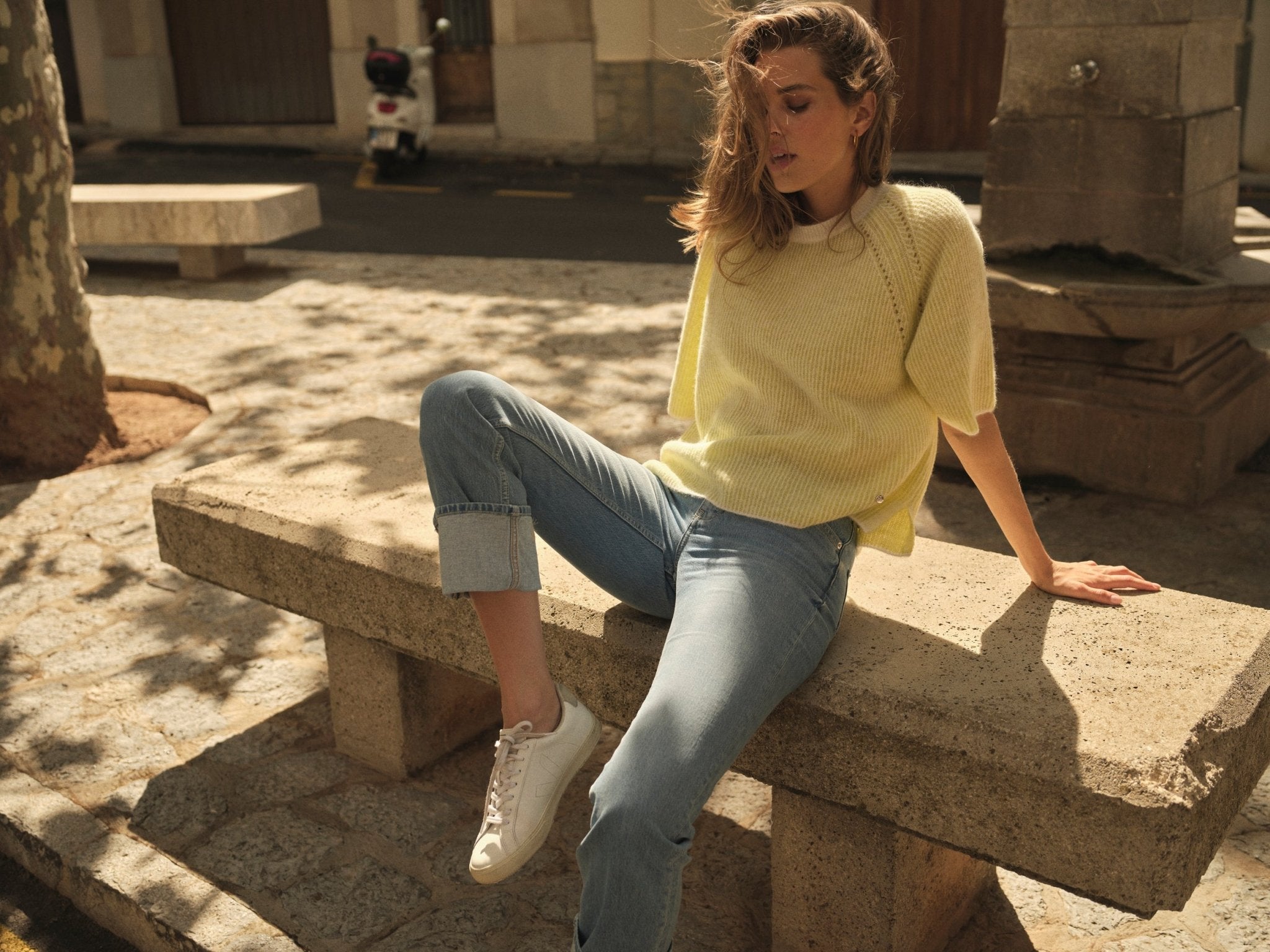 Shop Everly Turn Up Jeans | Light Blue - Mos Mosh