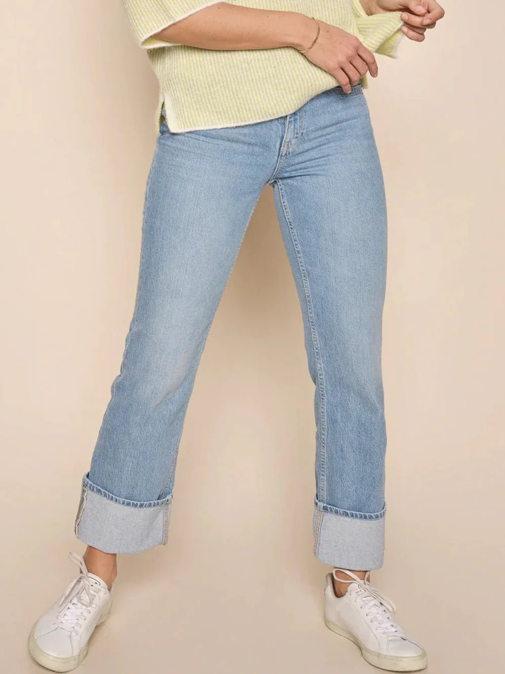 Shop Everly Turn Up Jeans | Light Blue - Mos Mosh