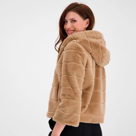 Shop Faux Fur Jacket with Hood - Monari