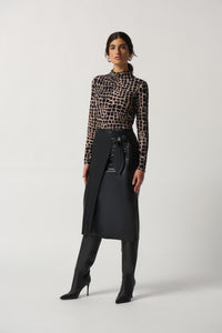 Shop Faux Leather Skirt Style 233297 | Black - Joseph Ribkoff