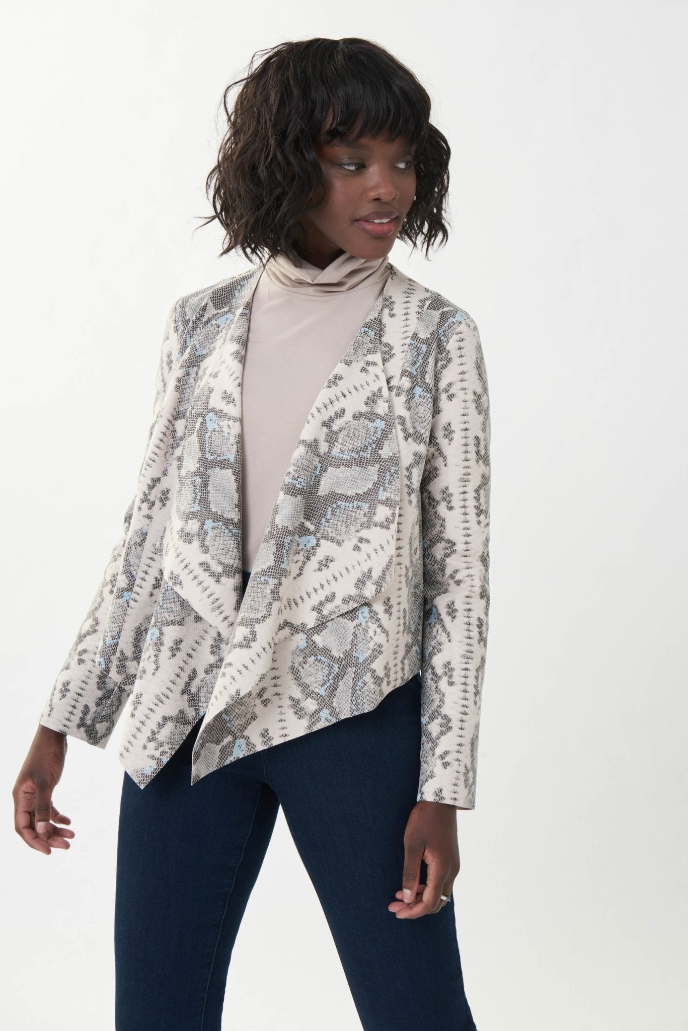 Shop Faux Suede Snakeskin Print Cover-up Style 223128 - Joseph Ribkoff