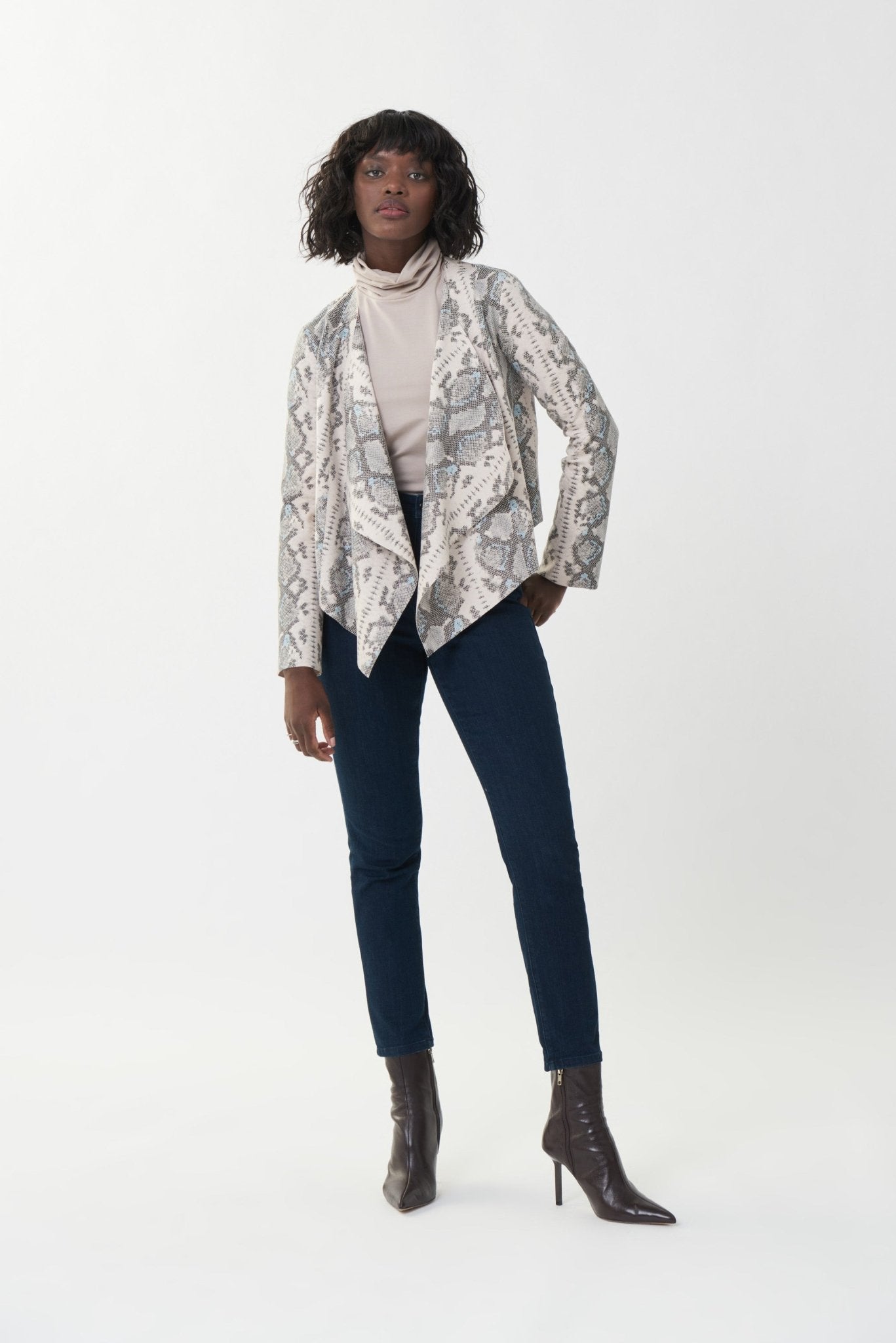 Shop Faux Suede Snakeskin Print Cover-up Style 223128 - Joseph Ribkoff