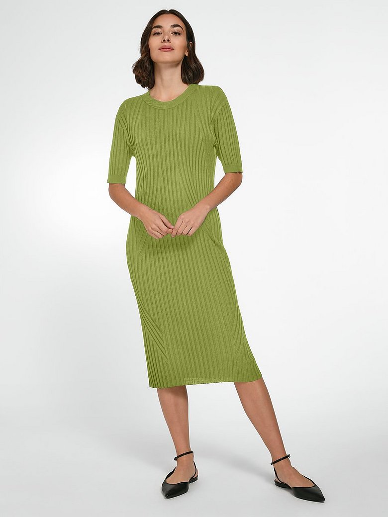 Shop Fitted Ribbed Stretch Knit Dress | Avocado - Rosemunde