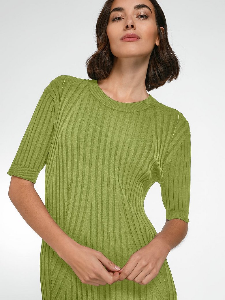 Shop Fitted Ribbed Stretch Knit Dress | Avocado - Rosemunde