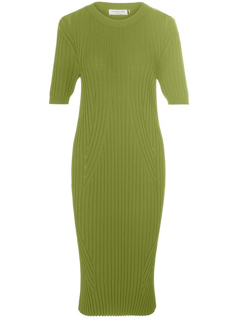 Shop Fitted Ribbed Stretch Knit Dress | Avocado - Rosemunde