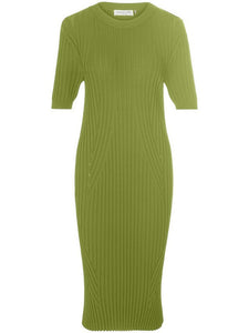 Shop Fitted Ribbed Stretch Knit Dress | Avocado - Rosemunde