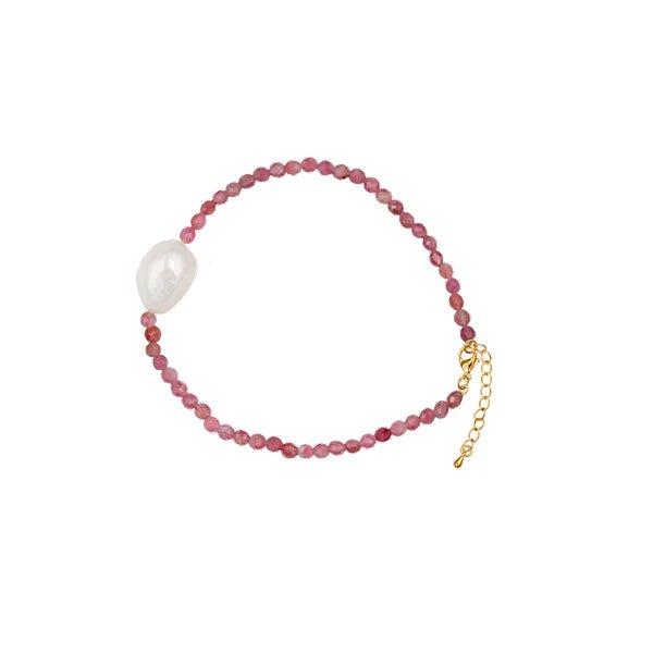 Shop Flora Bracelet with Pink Tourmaline and Freshwater Pearl by Bianc - Bianc